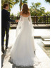 Sweetheart Neck Ivory Lace Chiffon Wedding Dress With Detachable Sleeves